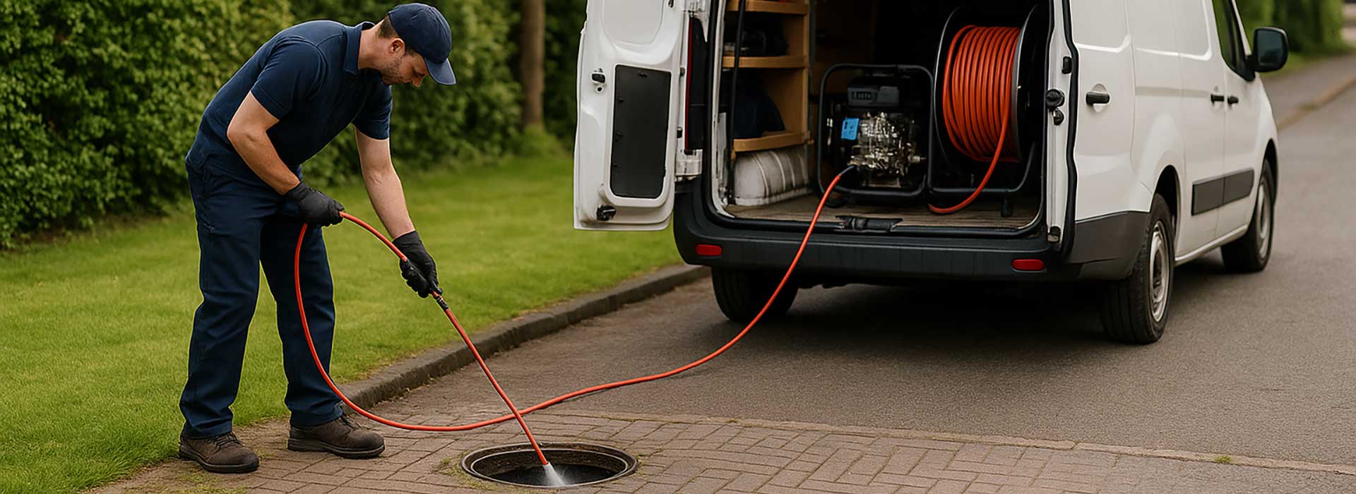 Plumber clearing a drain
