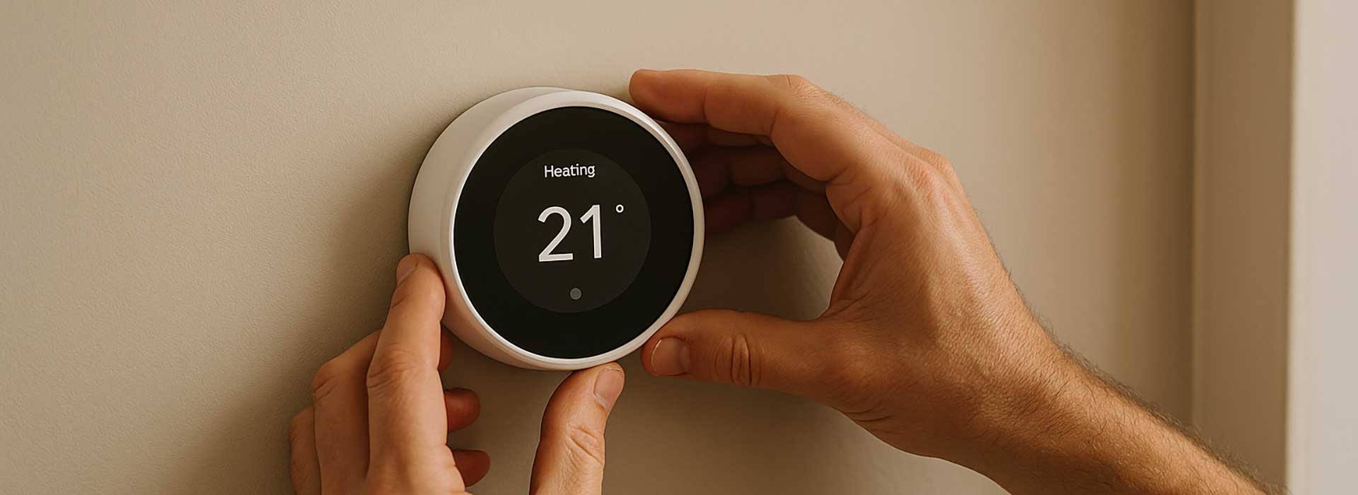 Plumber fitting a smart thermostat